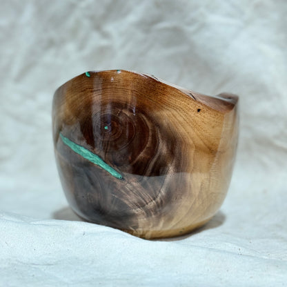 Black Walnut Bowl with Turquoise Epoxy Inlay