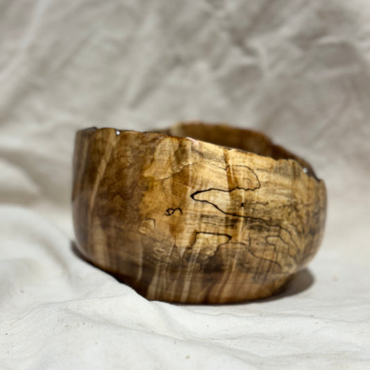 Spalted Maple Bowl with Curvy Live Edge Rim