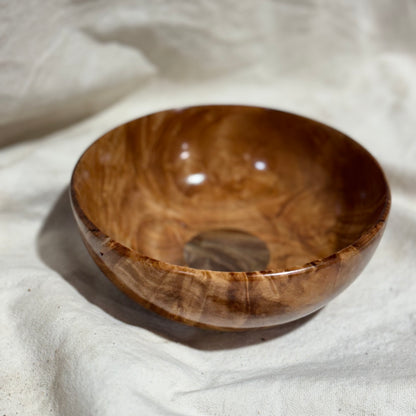 Maple Burl Bowl with a Black Walnut Center Inlay