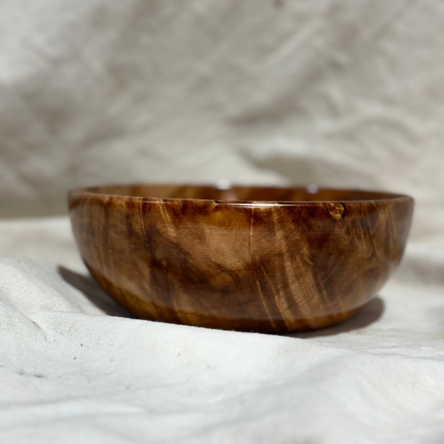 Maple Burl Bowl with a Black Walnut Center Inlay