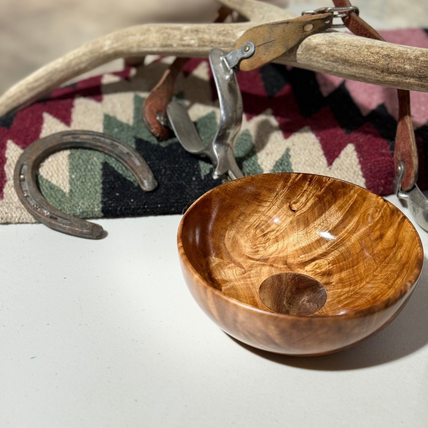 Maple Burl Bowl with a Black Walnut Center Inlay