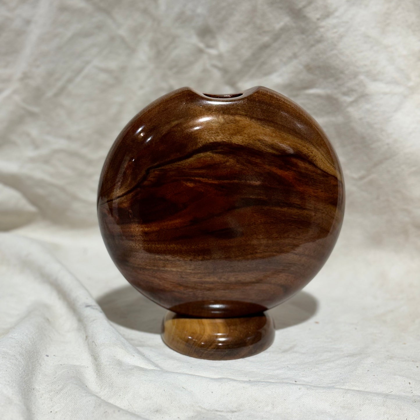 Black Walnut Disc Vase with Black Walnut Base