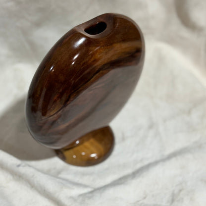 Black Walnut Disc Vase with Black Walnut Base