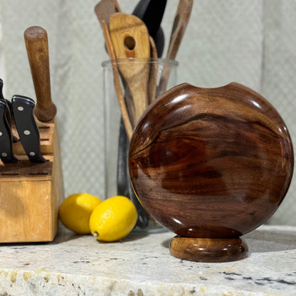 Black Walnut Disc Vase with Black Walnut Base