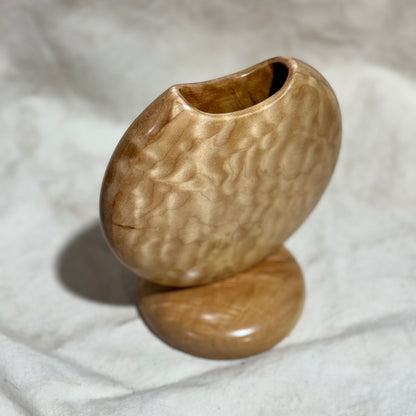 Quilted Maple Disc Vase with Figured Maple Base