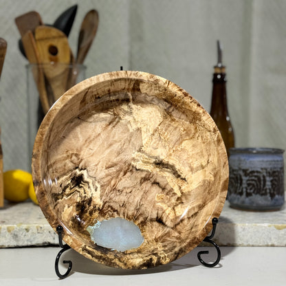 Spalted Maple Bowl with Crystal Epoxy Inlay