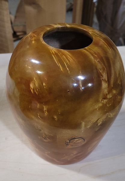 Dyed Maple Hollow Turning Vase Swirls and Golden Hues