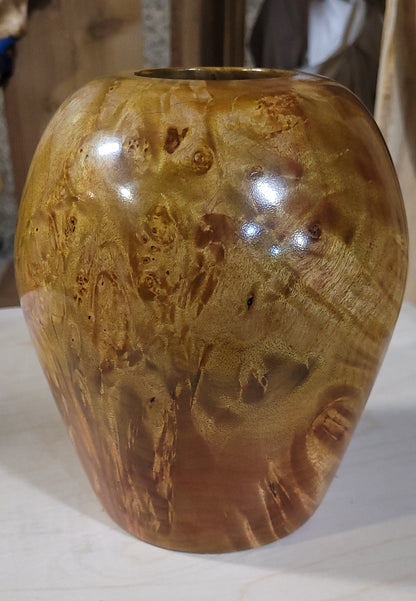 Dyed Maple Hollow Turning Vase Swirls and Golden Hues