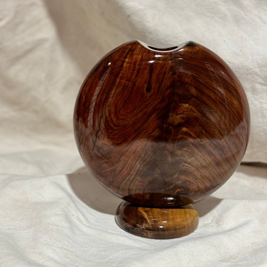 Black Walnut Disc Vase with Flame Figuring