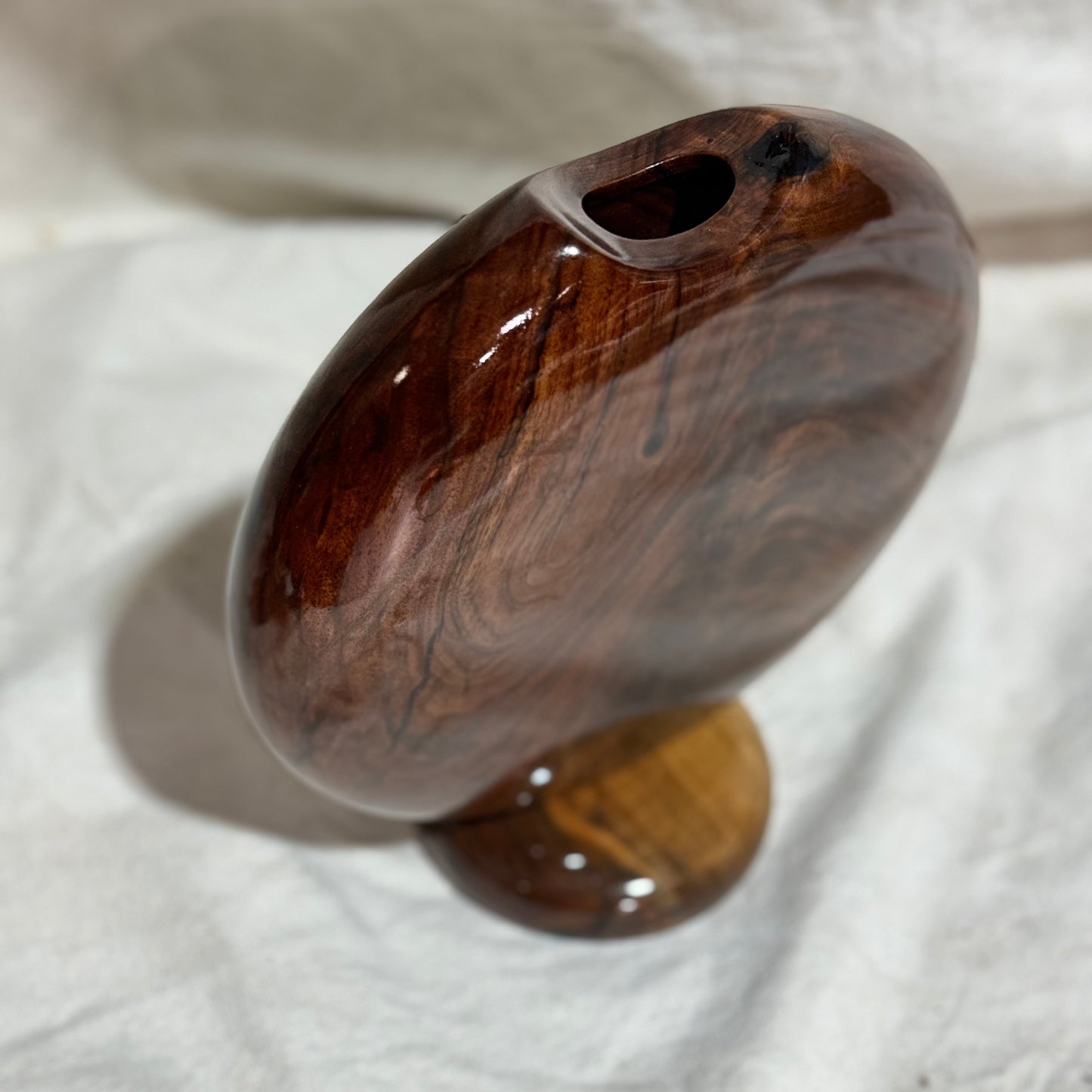 Black Walnut Disc Vase with Flame Figuring