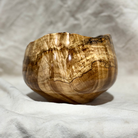 Spalted Maple Bowl with Extreme Figuring & Live Edge Rim