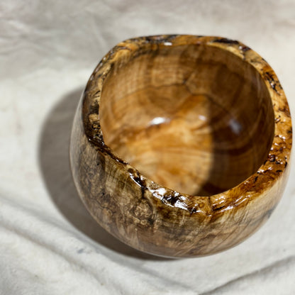 Spalted Maple Bowl with Extreme Figuring & Live Edge Rim