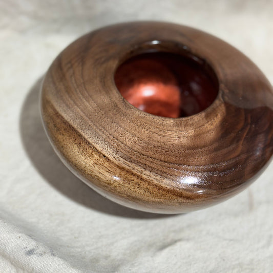 Black Walnut Round Vase with Copper Epoxy Center Fill