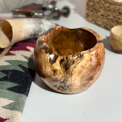 Spalted Maple Wide Lip Bowl with Live Edge Rim