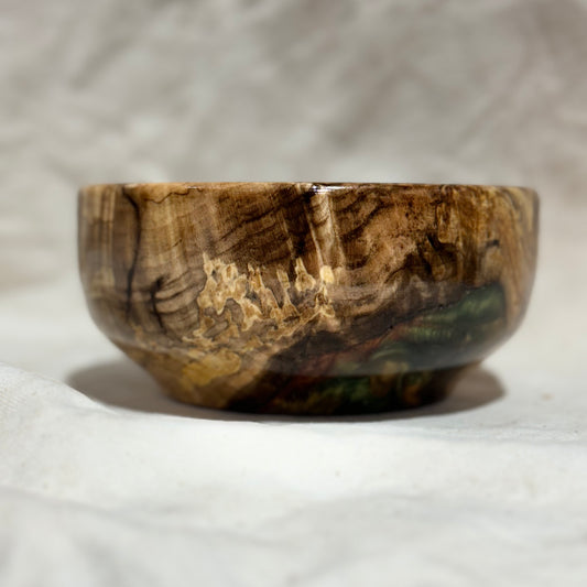 Spalted Maple Bowl with Copper & Green Epoxy