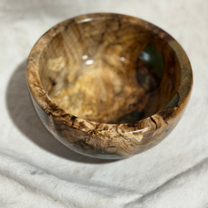 Spalted Maple Bowl with Copper & Green Epoxy