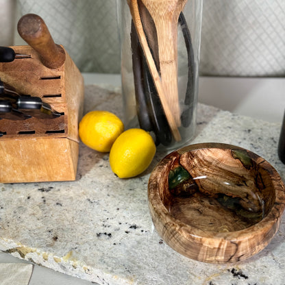 Spalted Maple Bowl with Copper & Green Epoxy