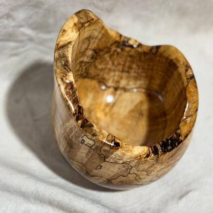 Highly Figured Spalted Maple Burl Bowl with Live Edge Rim