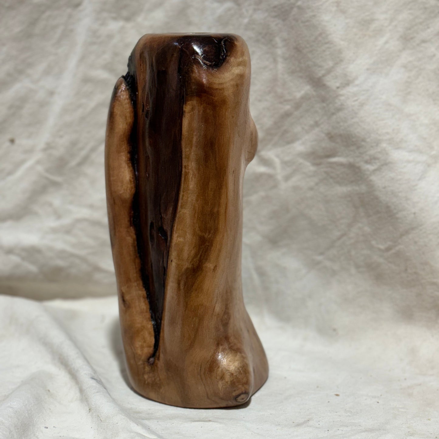 Black Walnut Vase with Branch Collar "V"