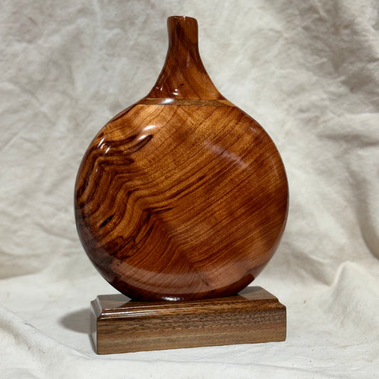 California Redwood Disc Vase with Black Walnut Accent and Base