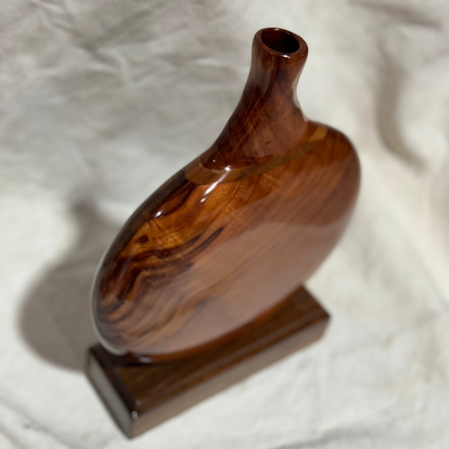 California Redwood Disc Vase with Black Walnut Accent and Base