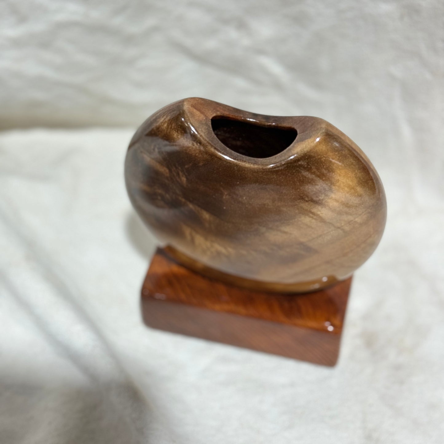 Black Walnut Disc Vase with California Redwood Base