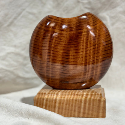 California Redwood Disc Vase with Figured Maple Base