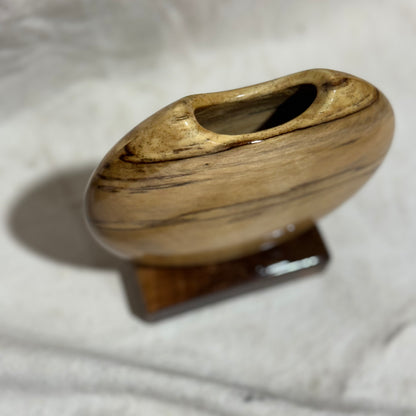 Spalted Birch Disc Vase with Black Walnut Base