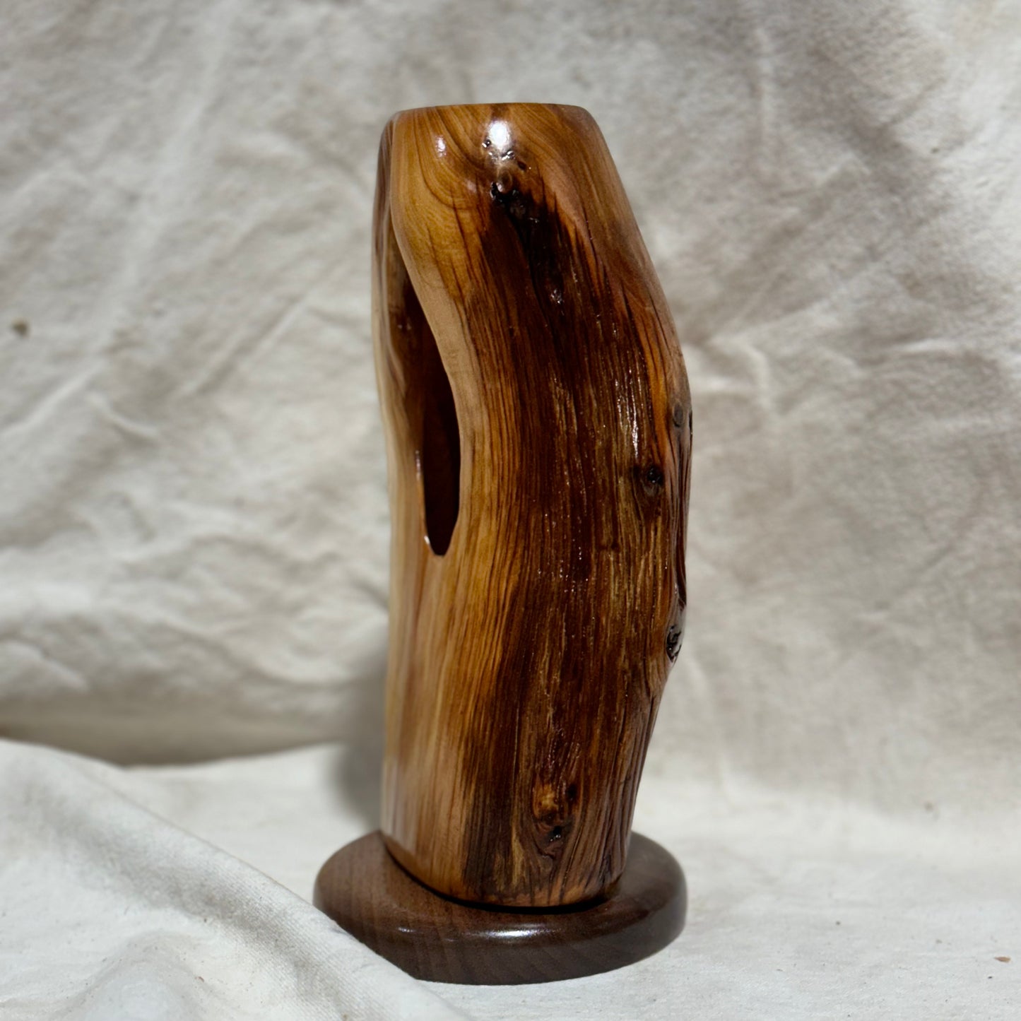 Juniper Wood Vase with Ghost-Shaped Window