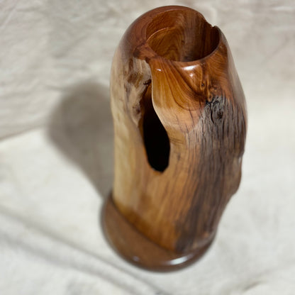 Juniper Wood Vase with Ghost-Shaped Window