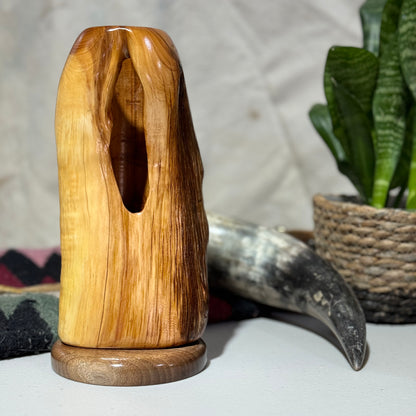 Juniper Wood Vase with Ghost-Shaped Window