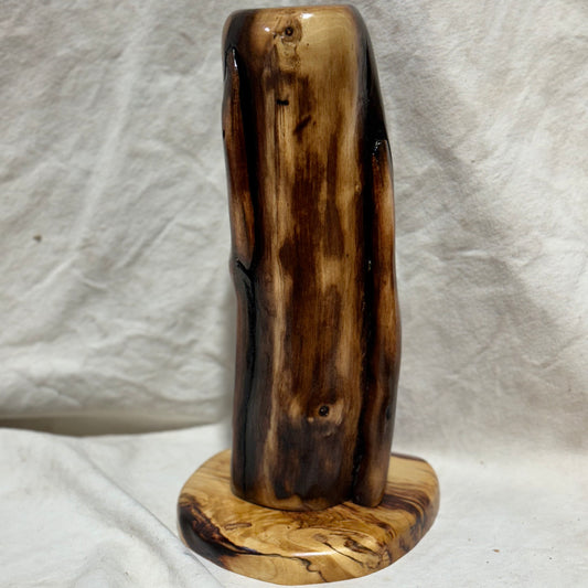 Black Walnut Vase with Figured Juniper Base