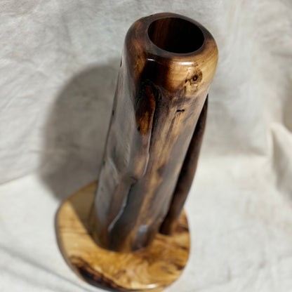 Black Walnut Vase with Figured Juniper Base