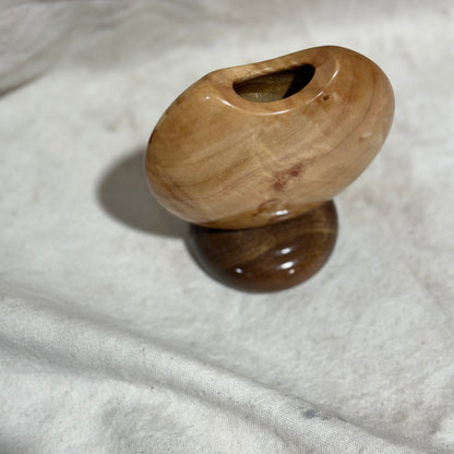 Figured Maple Mini Disc Vase #1 with Black Walnut Base