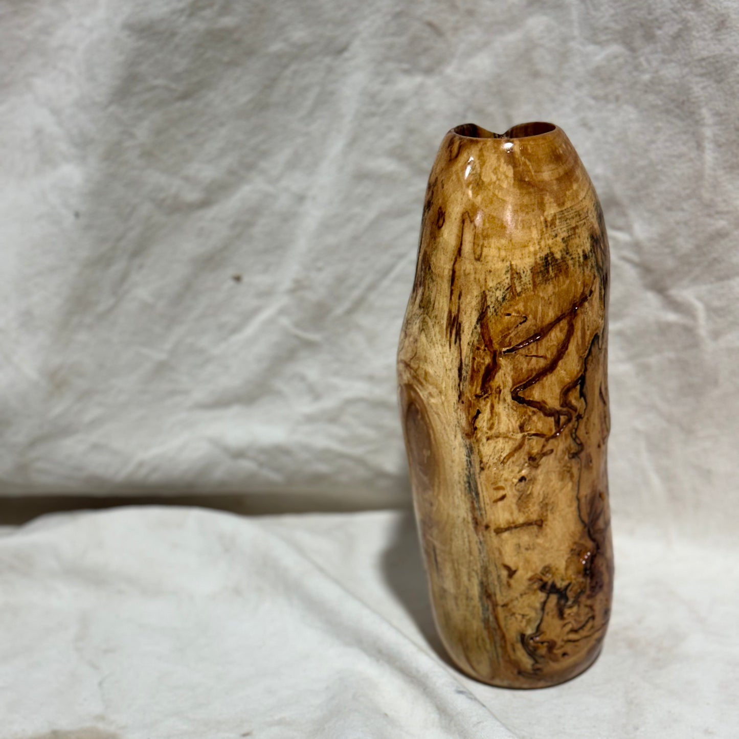 Spalted Birch Vase with Bug Tracks