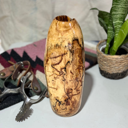 Spalted Birch Vase with Bug Tracks