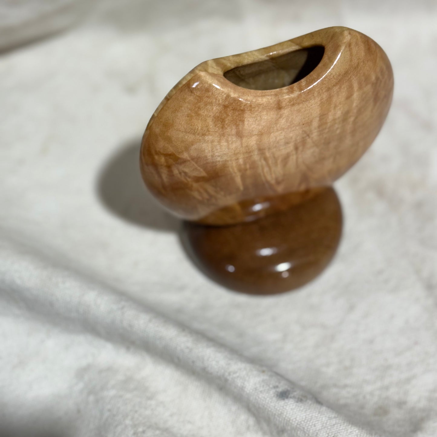 Figured Maple Mini Disc Vase #2 with Black Walnut Base