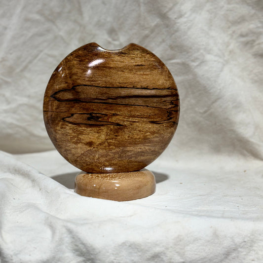 Spalted Sycamore Disc Vase with Copper Inlay and Base