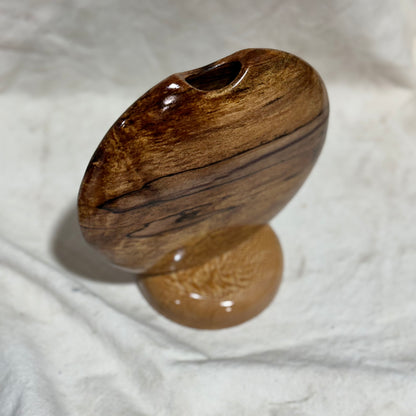 Spalted Sycamore Disc Vase with Copper Inlay and Base