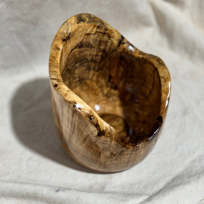 Spalted Maple Bowl with Wide Lip and Extreme Figuring