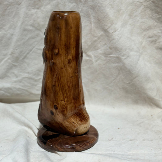 Black Walnut Vase with Branch Collar Detail