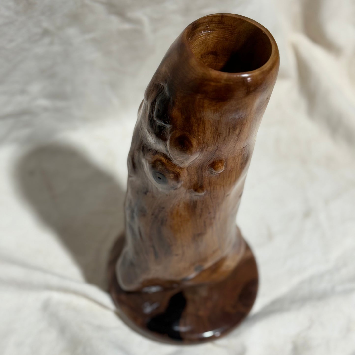 Black Walnut Vase with Branch Collar Detail