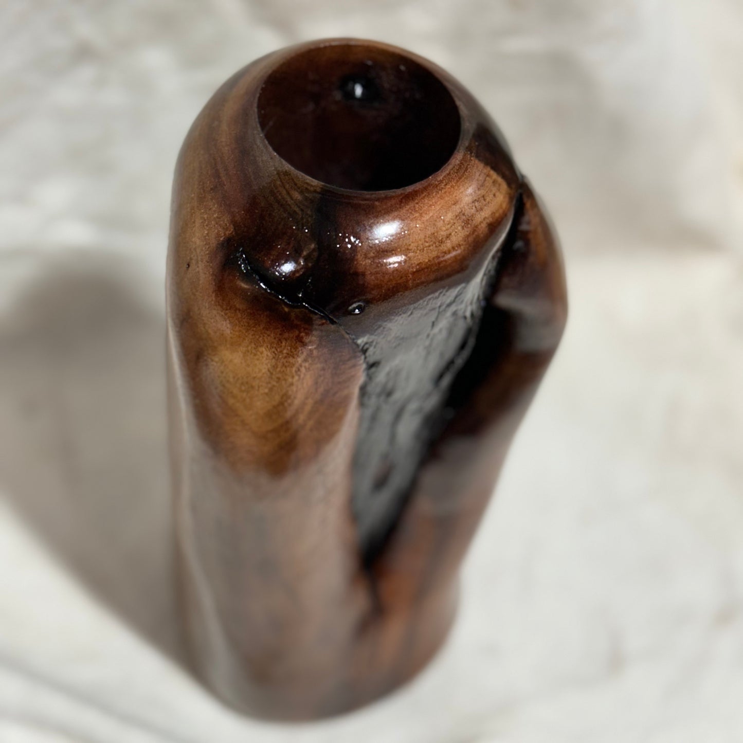 Black Walnut Vase with Branch Collar "V" Detail