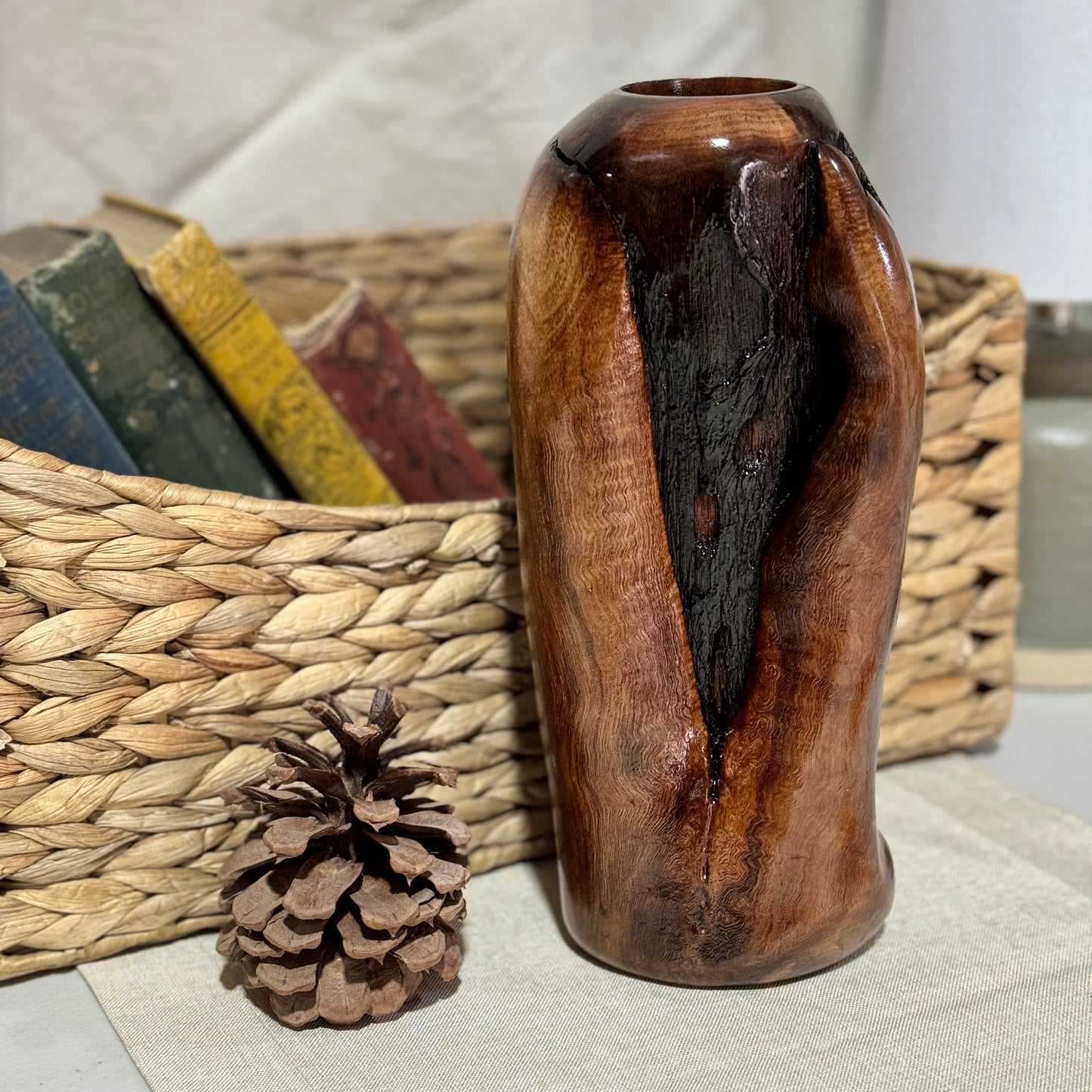 Black Walnut Vase with Branch Collar "V" Detail