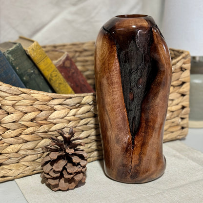 Black Walnut Vase with Branch Collar "V" Detail