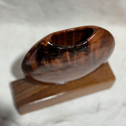 Highly Figured California Redwood Disc Vase with Black Walnut Base