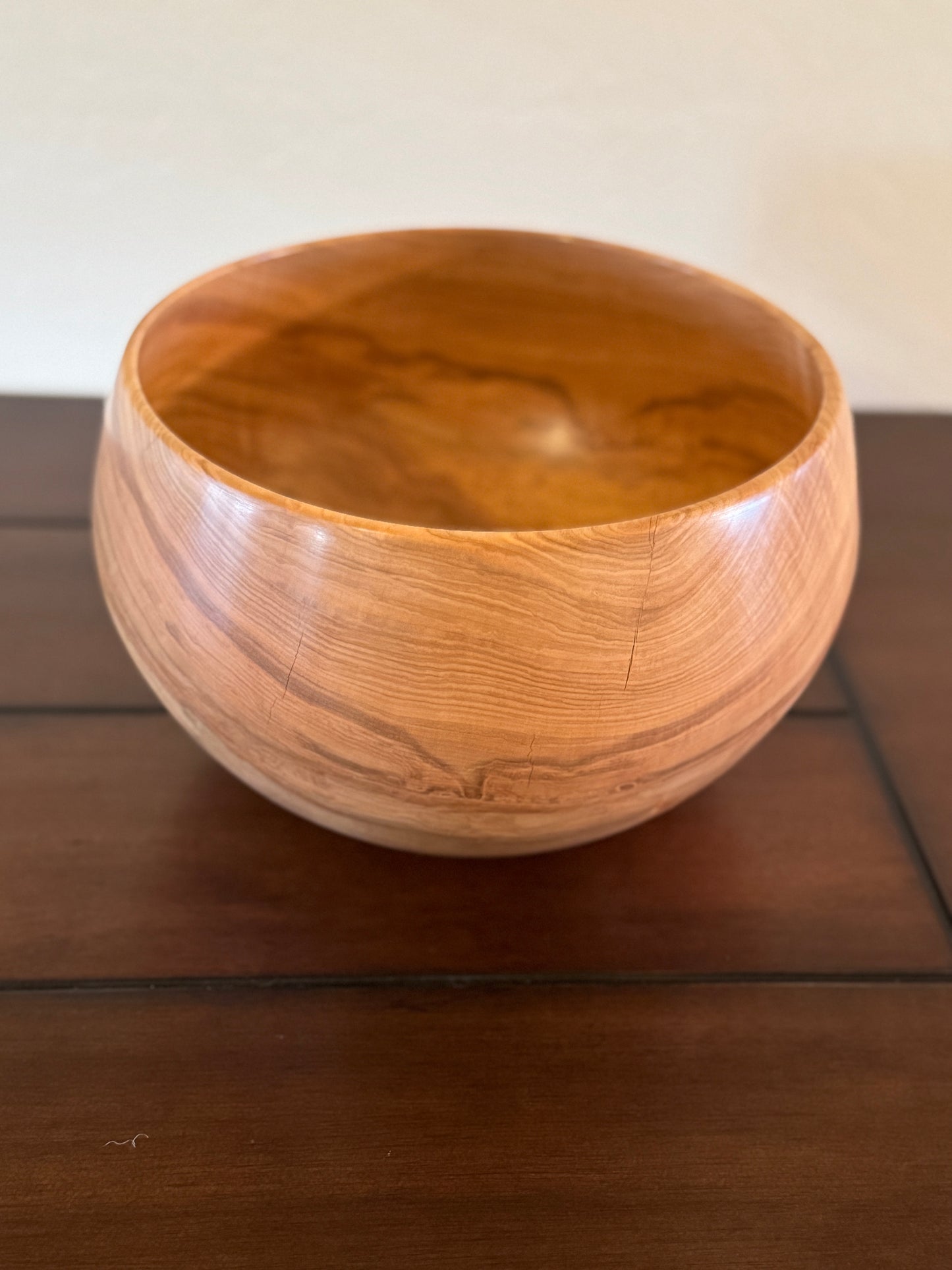 Large Highly Figured Maple Bowl with Smooth Rounded Edges