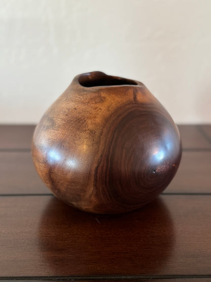 Cat's Eye Black Walnut Vase Rich in Color