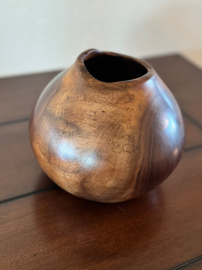 Cat's Eye Black Walnut Vase Rich in Color