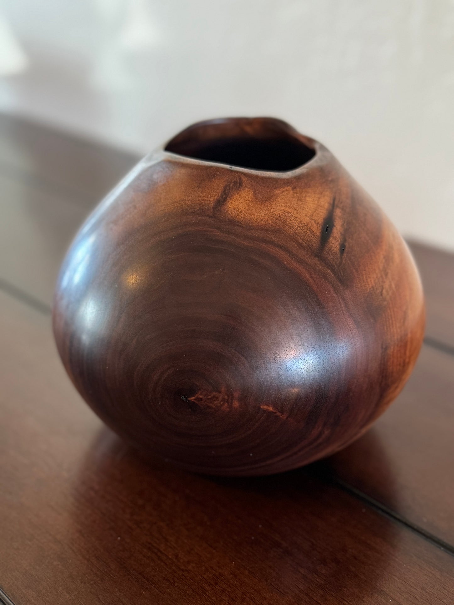 Cat's Eye Black Walnut Vase Rich in Color